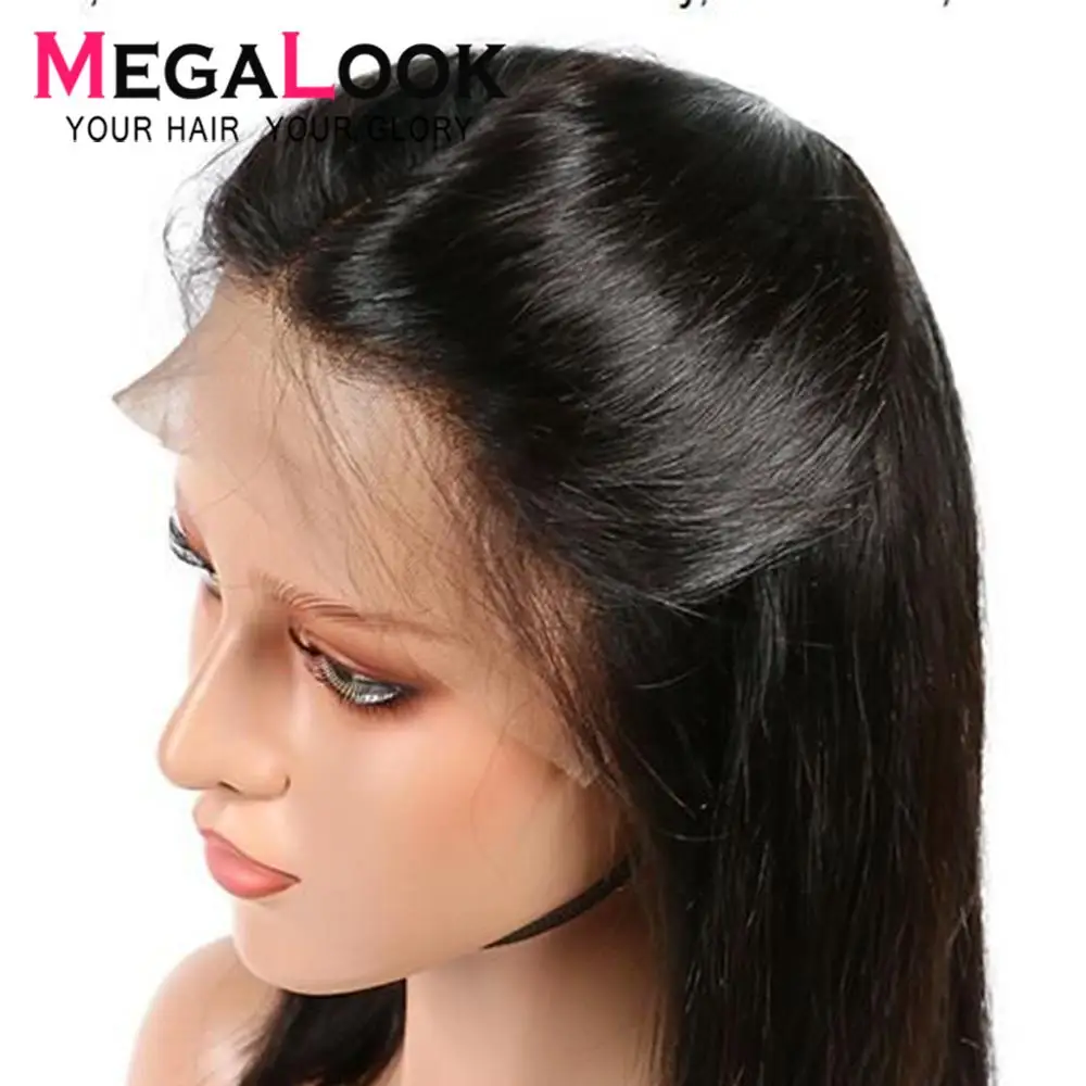

Megalook Straight Wave Full Cuticle Aligned Unprocessed Indian 13*4 Lace Frontal Human Hair Wigs