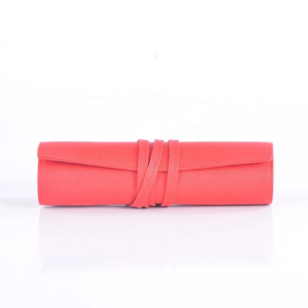 

Leather Travel Jewelry Organizer Roll Case For Women Portable necklaces, Green