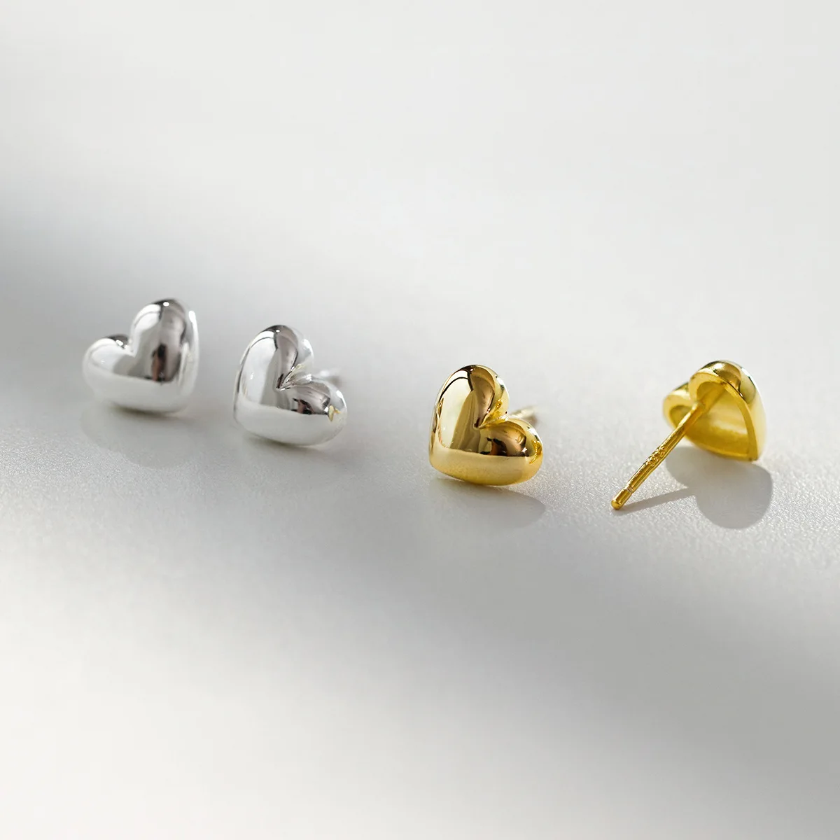 Minimalist Fashion Earring 925 Sterling Silver Trendy Heart Earrings Small Simple Gold Plated Stud Earrings Women
