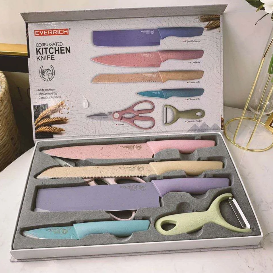 

5 pcs non-stick coating knife set with gift box for kitchen with color box