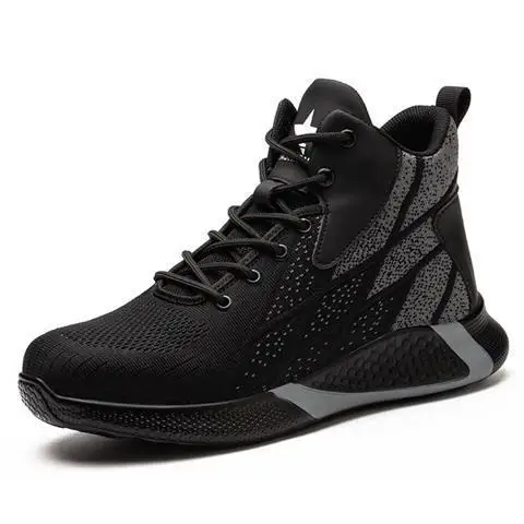 

New Arrival Factory High-top anti-smashing and anti-piercing safety shoes fly woven, Black,blue,grey