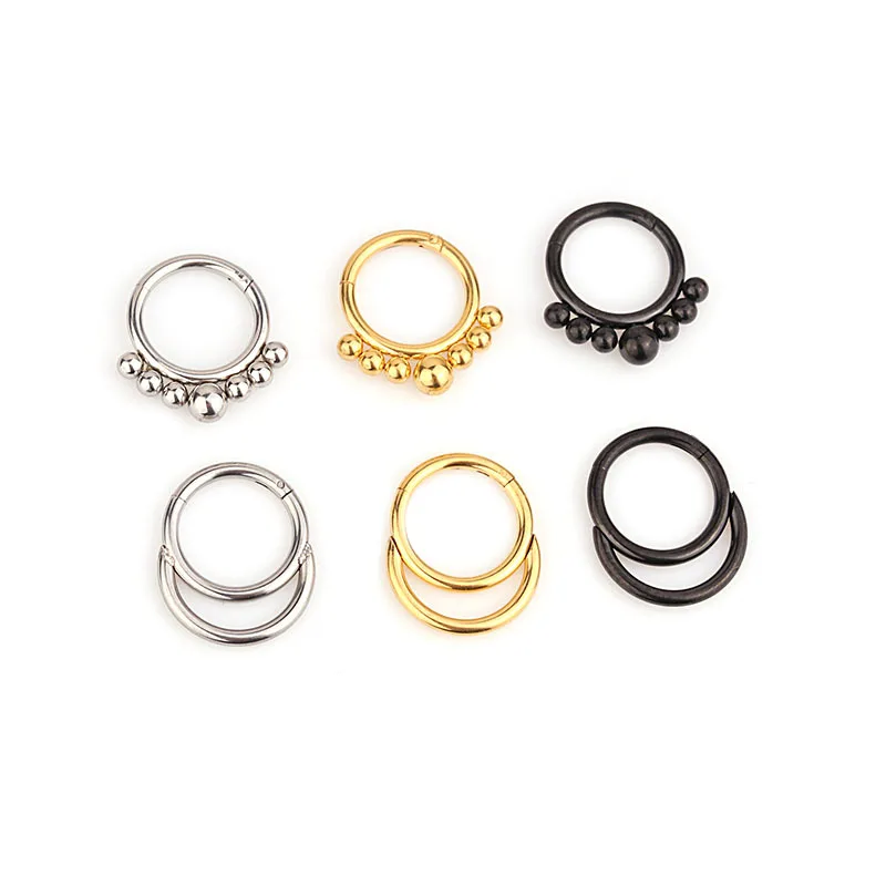 

YW New 316L Earrings Nose Ring Stainless Steel Click Hoop Hinged Segment Daith Helix Septum Nose Piercing Jewelry