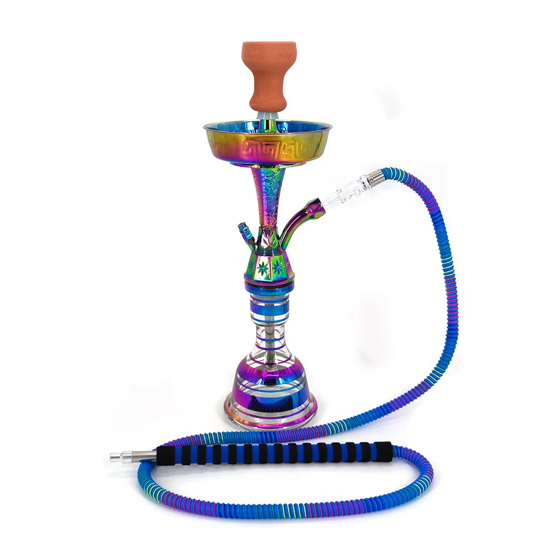 

Zinc hi tech glass large hookah shisha bottle set smoke 1 piece with travel bag portable clay bowl khalil mamoon hookah egypt, Mixed