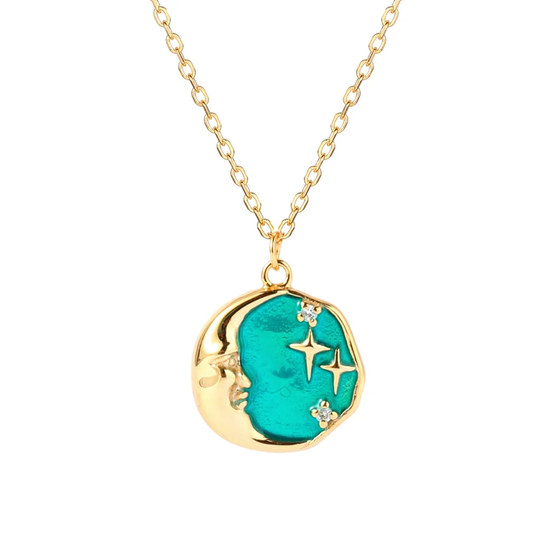 

Daninty Moon Necklace Sterling Silver 925 Moon Phase Pendant Necklace Gold 18K