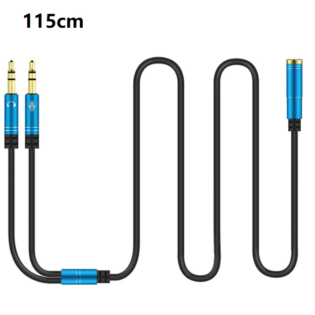 

115cm 3.5mm Headphone Mic Audio Y Splitter Cable Female to Dual Male Converter Adapter