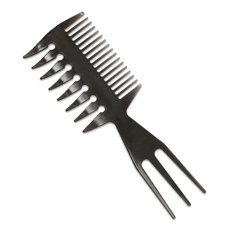 

Large Number stocks Ready to shipped Black wide-tooth double-sided three-pronged comb hair salon hair styling tool comb