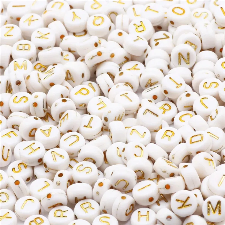 

Mixed Letter Acrylic Beads Flat Round Gold Color Alphabet Beads For Jewelry Making Diy Bracelet, As picture