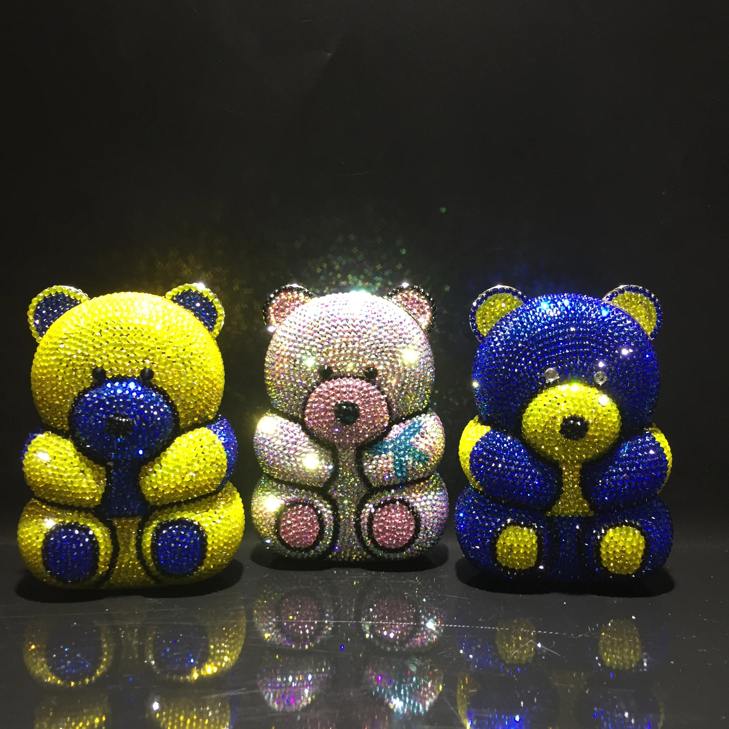 

Little bear dinner party rhinestone clutch bag diamond bag crystal clutch bags(H136), 3 colors