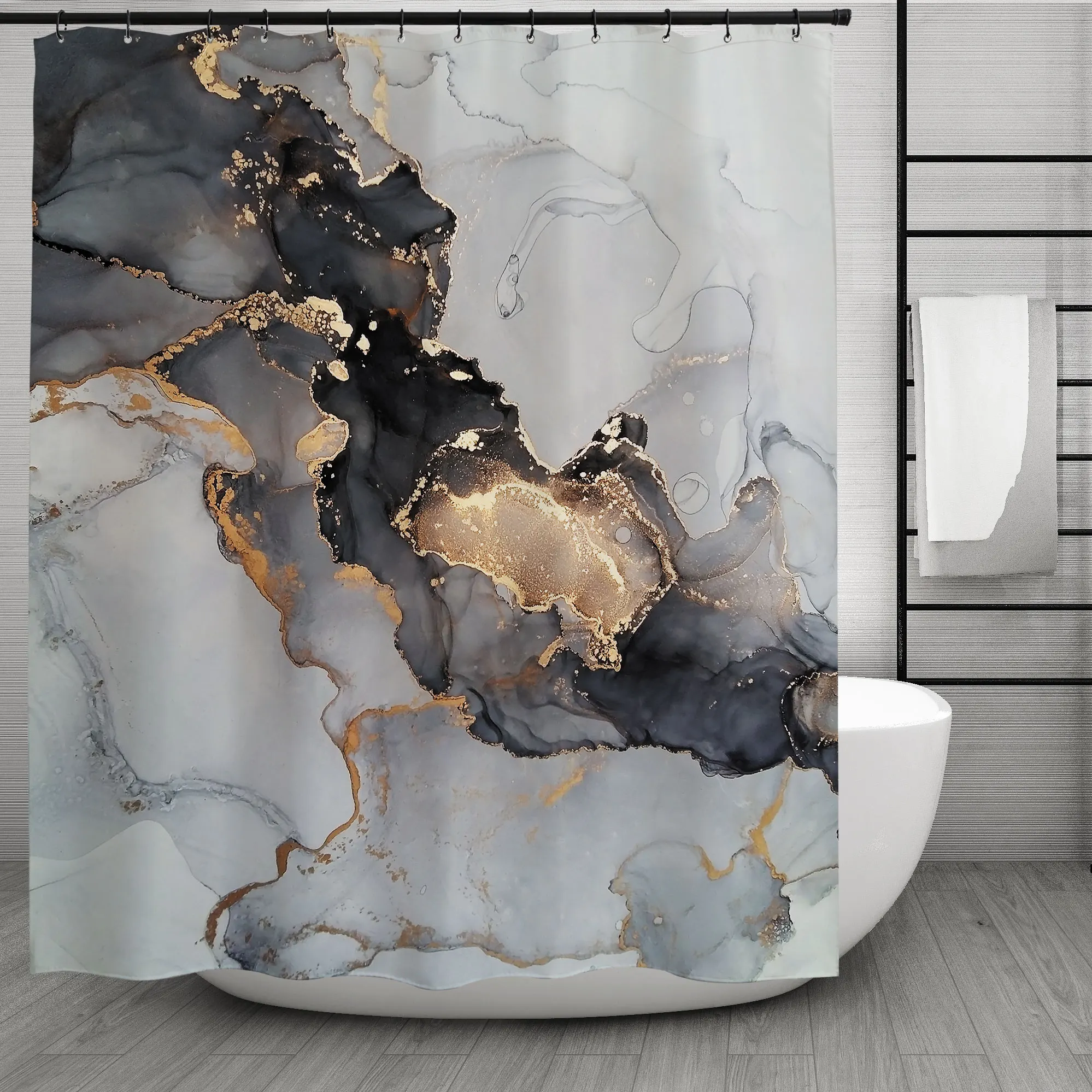 

Geometric bathroom shower curtain, waterproof ,mould proof bathroom