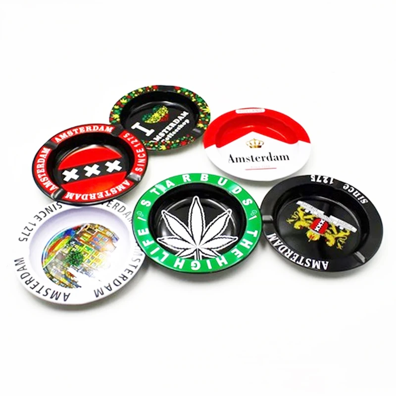 

Metal Popular Character Design Tin Custom Logo Outdoor Metal Weed Ashtray Standing, Random shipment