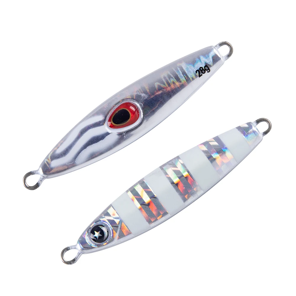 

28g 40g UV 3D simulation eyes fishing saltwater jigs slow pitch jigging shore metal jig lures, Vavious colors