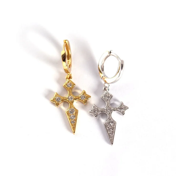 

fast delivery new design S925 sterling silver stud cross earrings fine old fashion jewelry for women, Silver & gold