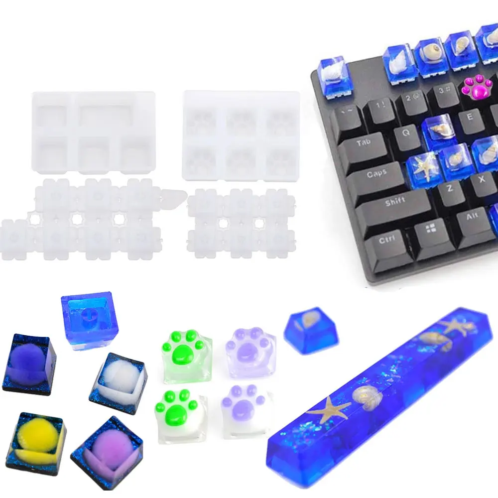 

Manual DIY Mechanical Keyboard Key top Silicone Mold UV Crystal Epoxy Resin Molds Handmade Crafts Jewelry Making Tools for resin, White