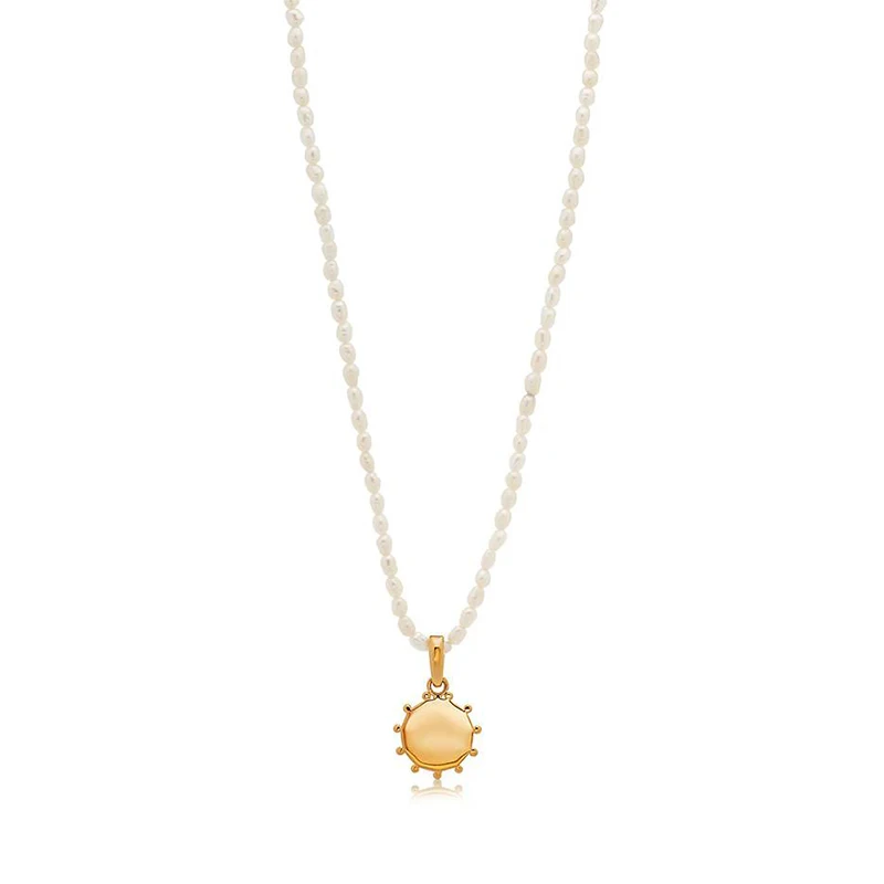 

Milskye Fashion Jewelry 925 Silver 14K Gold Pearls Collocation Engravable Pendant Necklace
