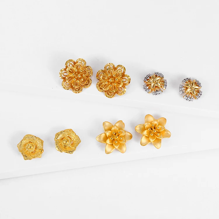 

E-212 Xuping dubai gold plated women fashion earring jewelry flower shaped stud earrings, 24k gold color