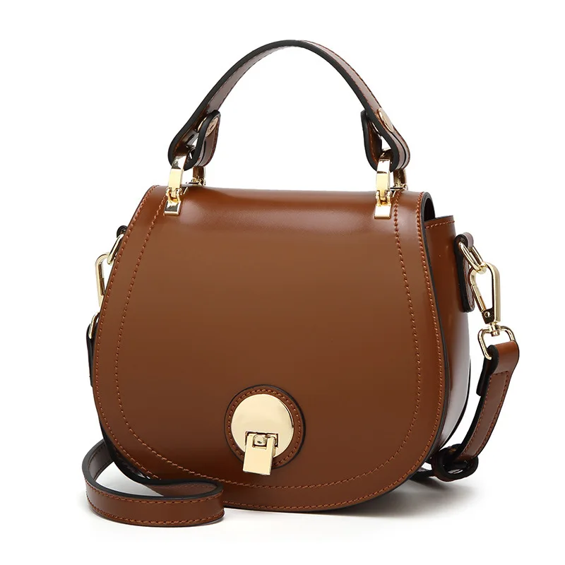 

Luxury New Fashion Round Pu Leather Shoulder Bag Ladies Designer Lock Crossbody Bags for Women