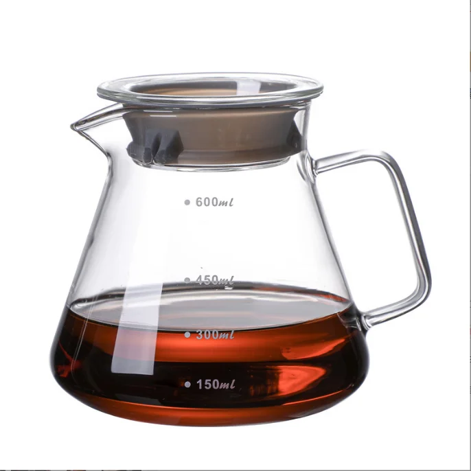 

coffee server glass 600Ml Coffee Sharing Pot Classic Series Pour-Over V60 Sever Drip Coffee Pot with lid