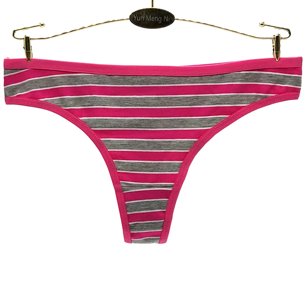 Sexy Cotton Panties Underwear Women Striped Thongs And G Strings Ladies