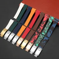 

Camouflage colors rubber watch strap waterproof silicone bracelet sport curved ends watch band 20mm watchband
