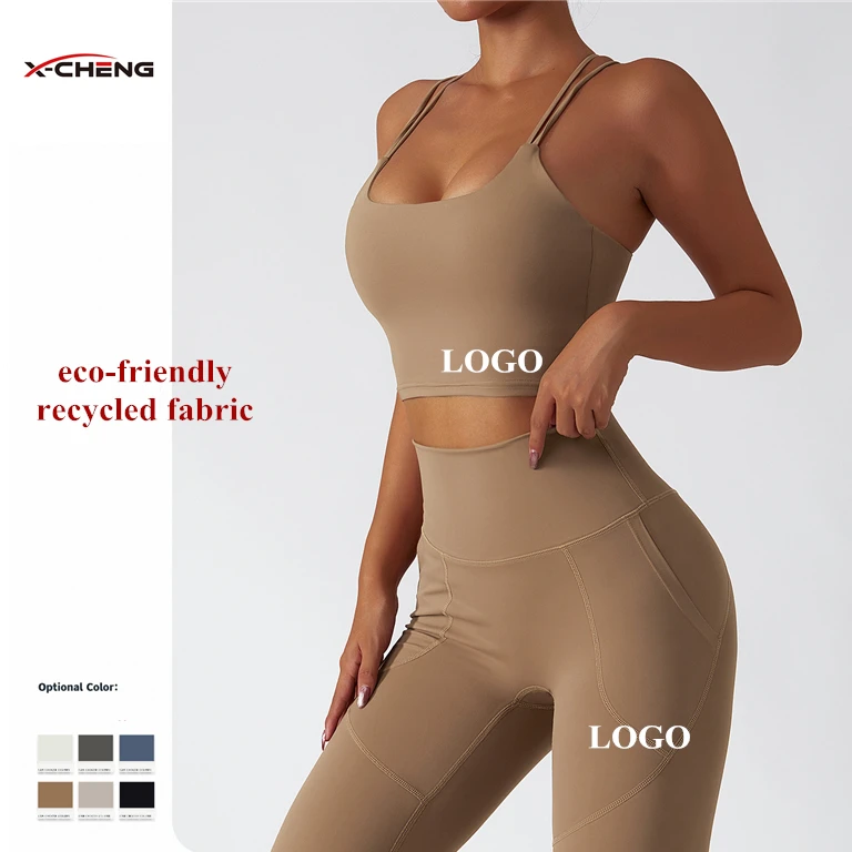 

X-CHENG New Arrival Recycled Fabric Breathable Sports Suit Running Fitness Suit Eco Friendly Womens Yoga Wear