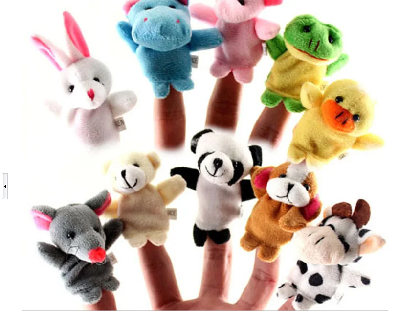 

Hot Sale cute plush cartoon animal finger puppet doll toys for baby children tell story kids toy
