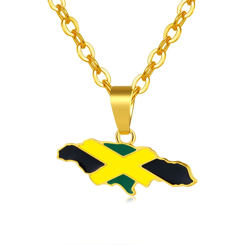 

Stainless Steel Ladies Necklace Jewelry Jamaica Map Pendant Necklace, As pic