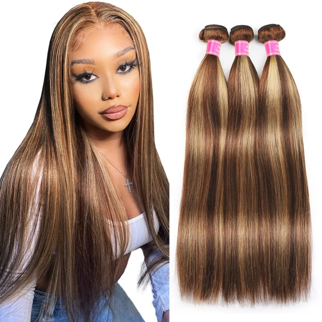 

Wholesale Price P4-27 Piano Color Raw Virgin Brazilian Hair Bundles Bone Straight Human Hair Extensions, Accept customer color chart