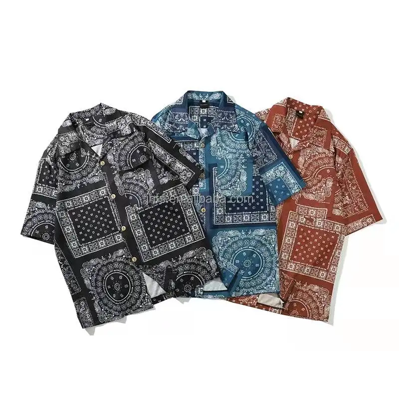 

J&H 2022 wholesale 37 colors men fashion shorts sleeve paisley shirt high quality spring summer casual tops streetwear, 36colors as picture