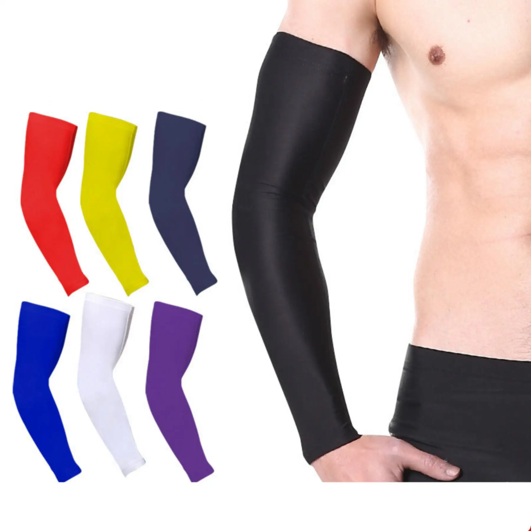 

Wholesale UV Sun Protection Arm Sleeves Men Women Sports Compression Cooling Arm Sleeves Basketball Running bike Cycling Sleeves, White/black/navy blue/purple/royal blue/neon green/sky blue/red