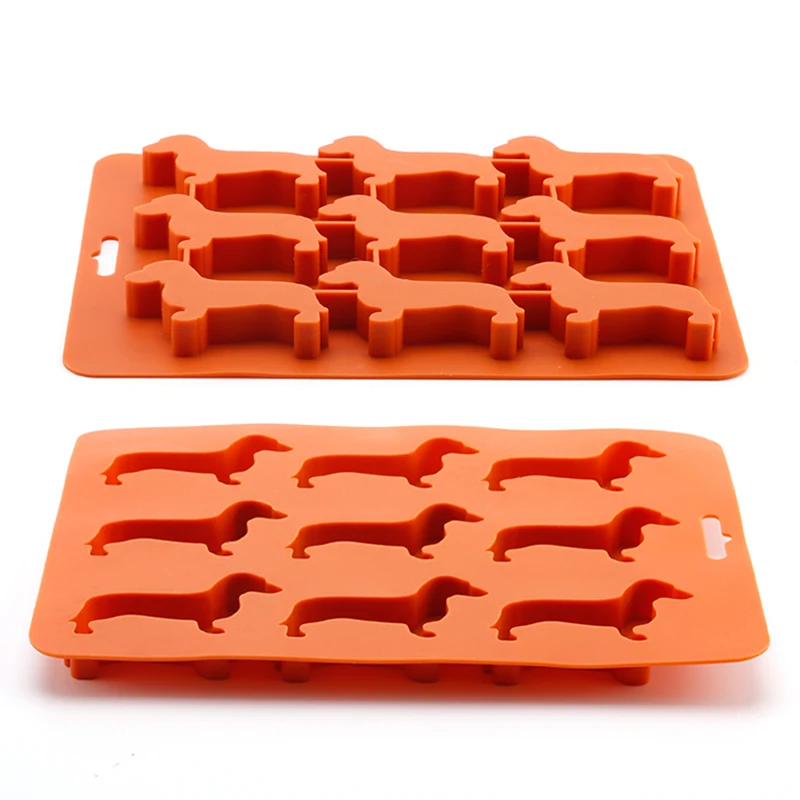 

9 Cavity Cute 3D Dog Shape Eco Friendly Fancy Ice Cream Pop Mold Silicone Ice Cube Tray, Red,orange,customized color