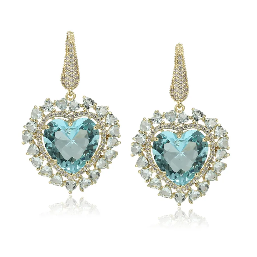 

earring-671 xuping jewelry Luxury elegant charm romantic heart-shaped 14K gold-plated crystal earrings