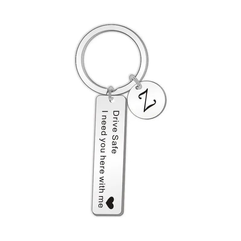 

Stainless Steel Drive safe handsome I love you Engraved Charm Keychain Key Ring for Couples