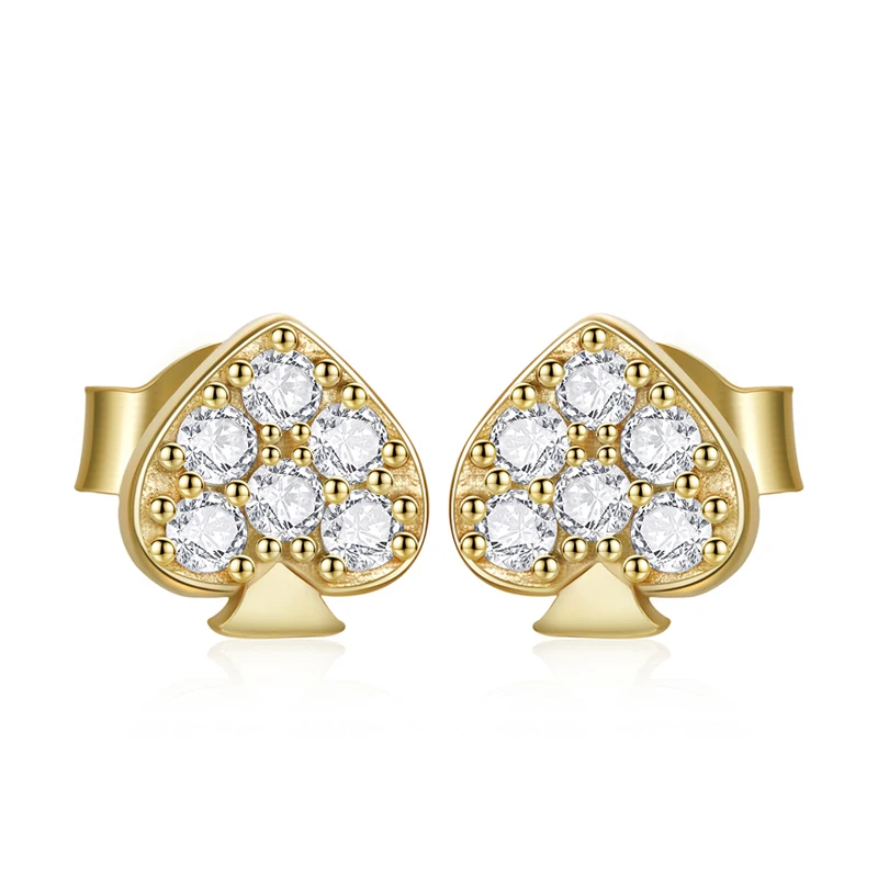 

New styles poker stud earrings 14k gold filled zircon sterling silver 925 earrings jewelry gift