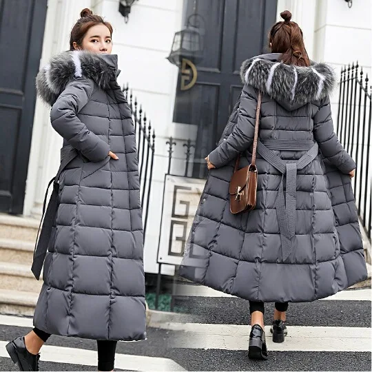 

Cotton Hot Sale Solid Full Pockets Zippers Female Long Coat 2019 New Slim Parka Padded Jacket Winter Thick Warm Windbreaker