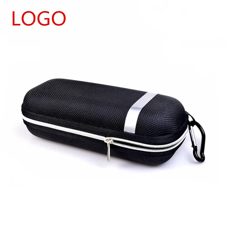 

Compression resistant large rectangular sticker hook eyewear Sunglasses packaging case boxes EVA zipper glasses box custom logo, Black