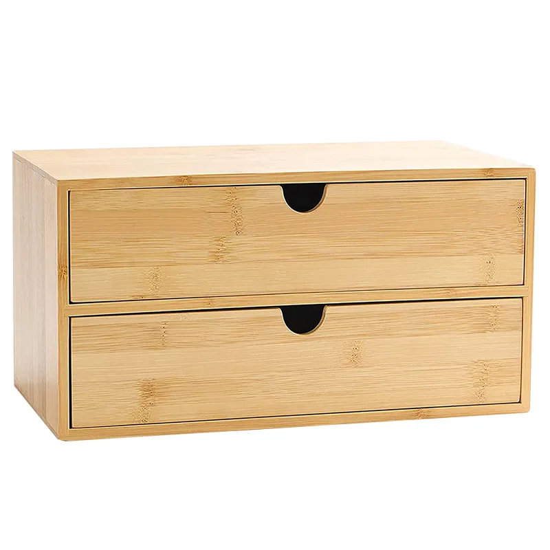 

High quality hotel office home decor kitchen storage wooden box container bamboo drawer organizer
