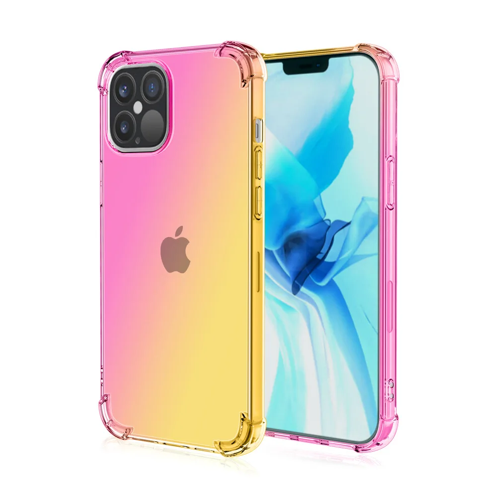 

Hot Selling for iPhone 12 Pro Case Soft TPU Bumper Shockproof Anti Scratch Drop Protection Gradient Clear Cute Cover Case