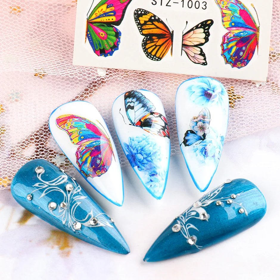 

1pc Colorful Nail Stickers Slider Butterfly Designs Flowers DIY Tattoo for Wraps Manicure Water Nail Stickers