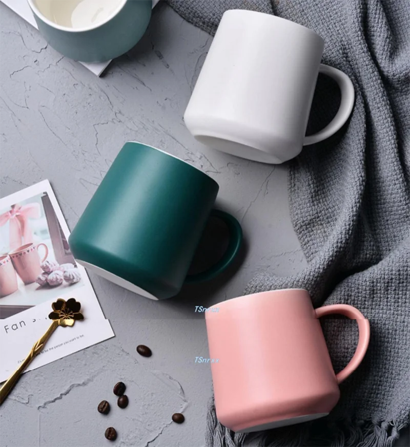 

ShouTao 280ml custom logo reusable porcelain matte ceramic mug tazas new gift tea milk cappuccino coffee cup with lid spoon, As a picture/ custom