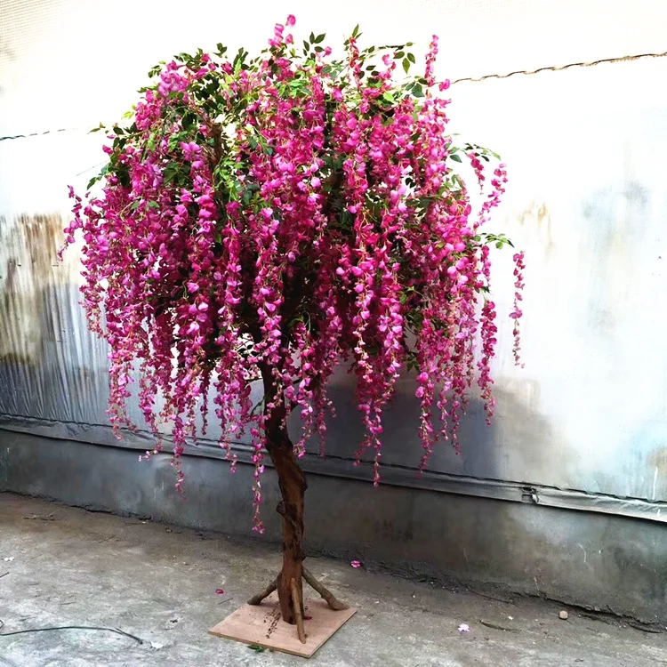 

customized table centerpieces wedding trees bonsai wisteria flowers and blossom tree, Green, white/purple/pink