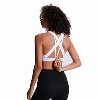 

Wholesale White unbranded Push Up Lycra Sexy Cross Back Workout Fitness Gym Sport Crop Top Yoga Bra For Women