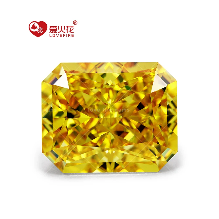 

all sizes 5A+ synthetic octangle 4K crushed ice cut cubic zirconia diamonds golden yellow loose cz stone