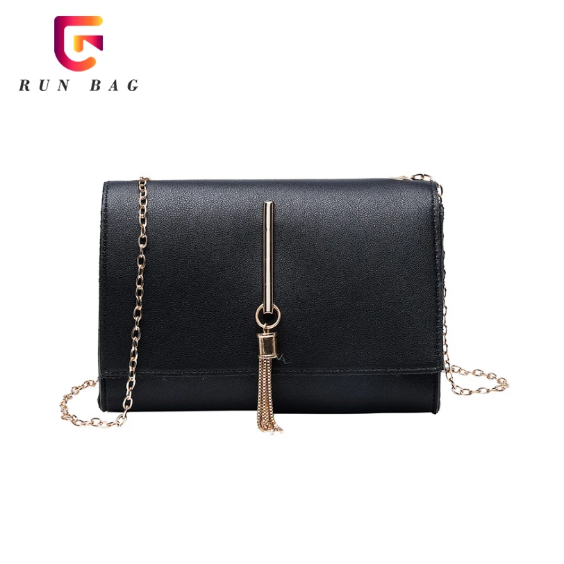 

Cheap Fashion Women Faux Leather Sling Bag Crossbody With Metal Chain, 4 colors or customized