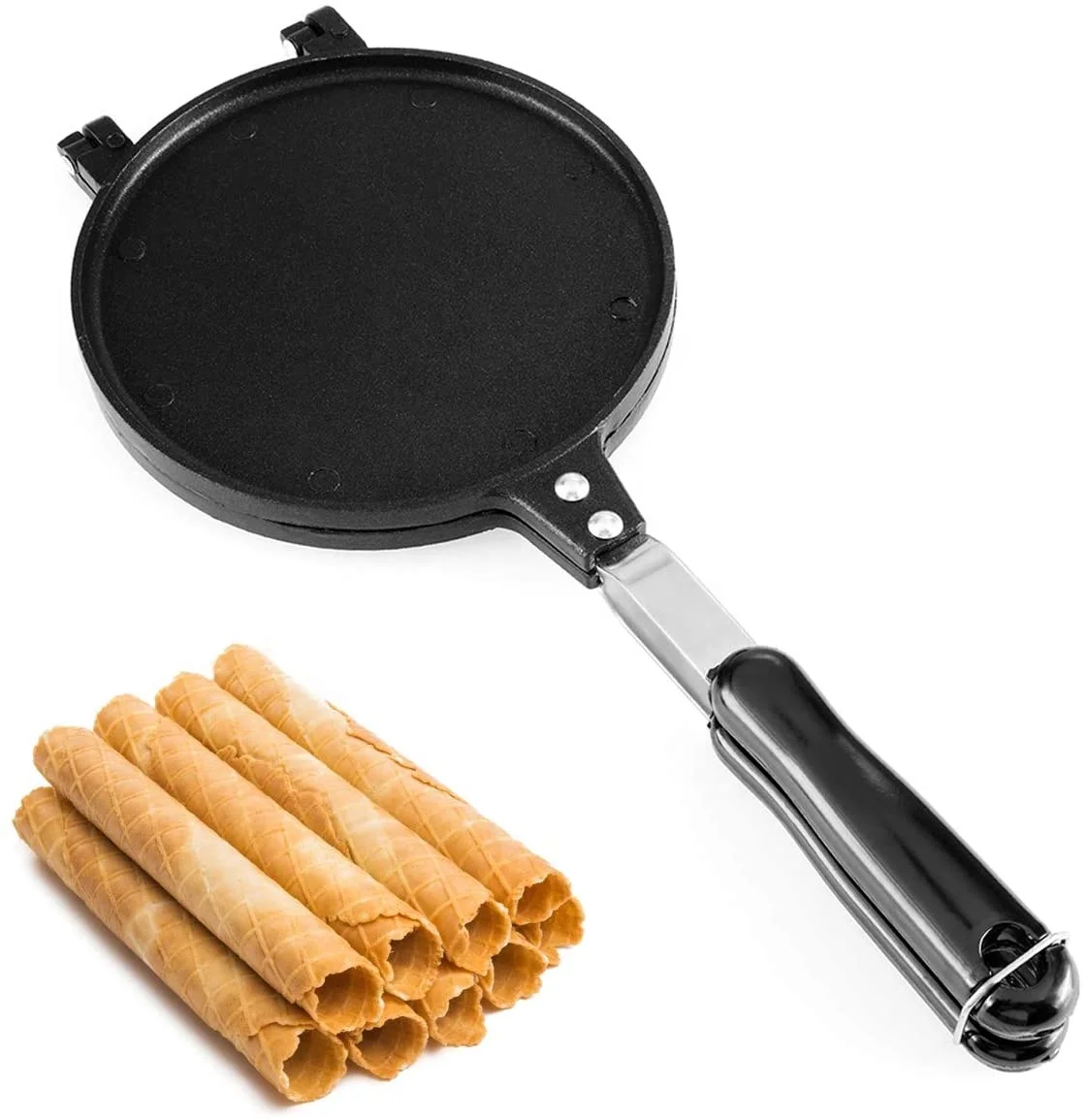 

17cm or 22cm Waffle Cone Maker,Nonstick DIY Ice Cream Cone Maker Egg Roller Pan for Home Use,Fuel Gas Stoves Only