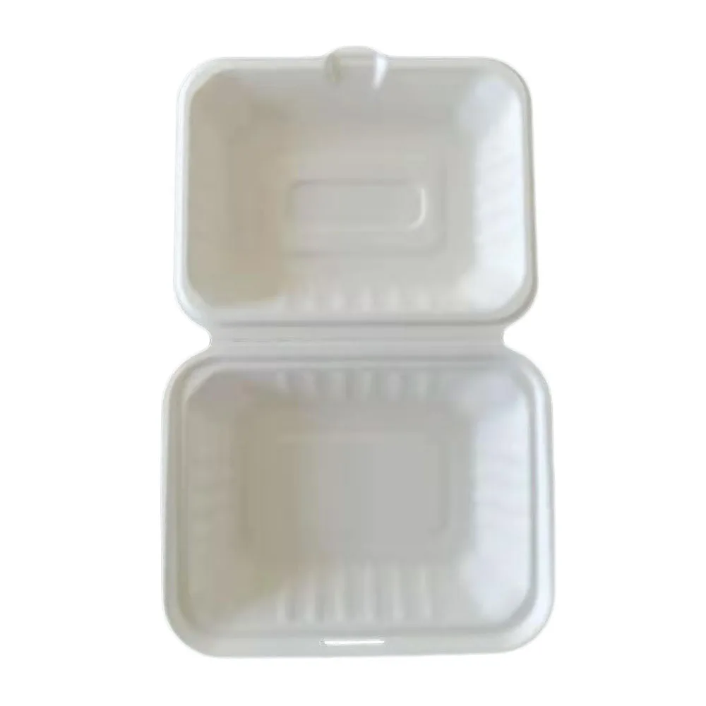 

100% Biodegradable Sugarcane Bagasse Pulp Disposable Take away Food Packaging Clamshell Container Lunch Paper Box