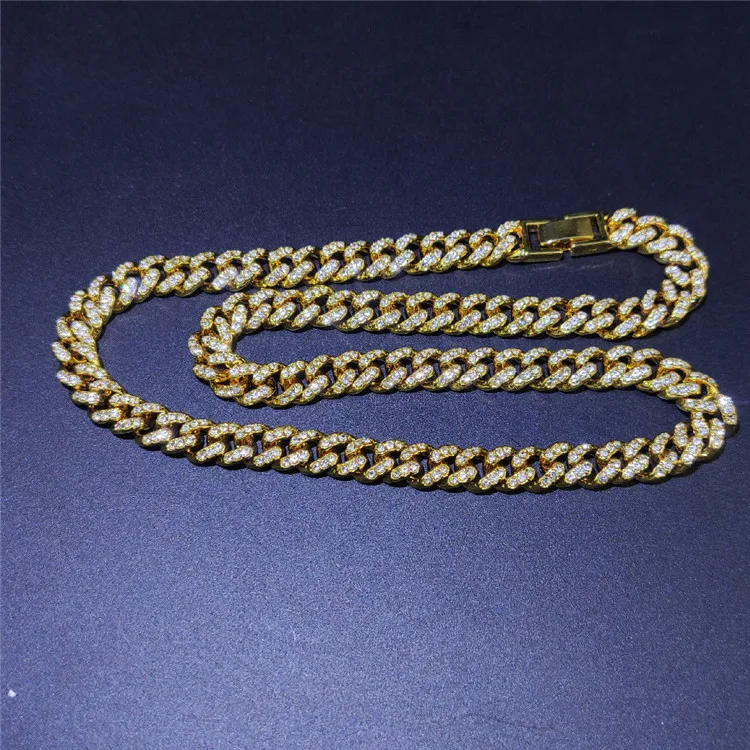 

European and American 8mm single row diamond zircon Cuban necklace for men and women couples simple hip-hop necklace CubanChain, Silver, gold