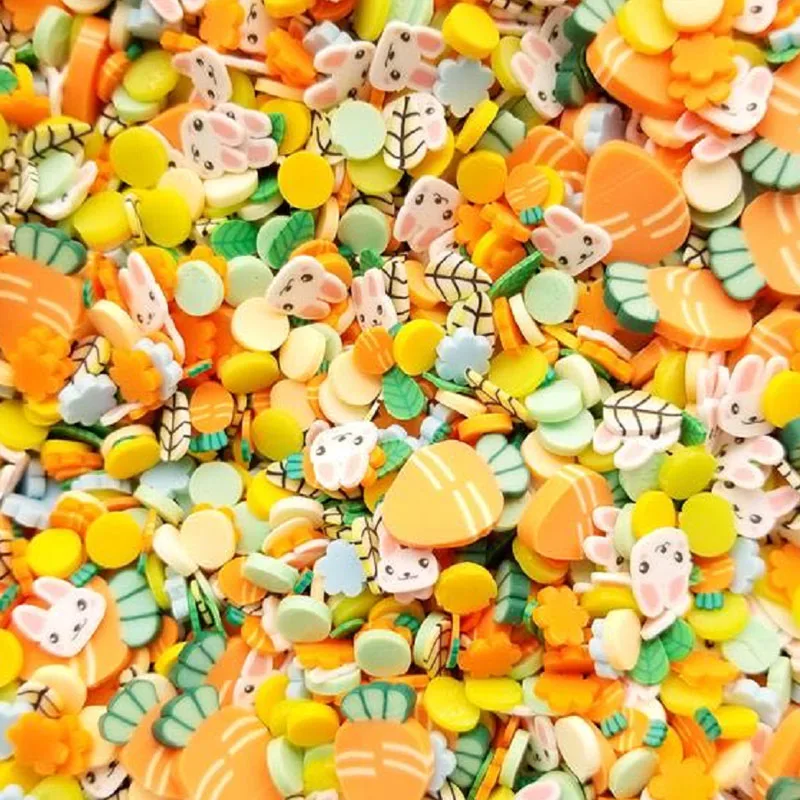 

Wholesale 1000g New mix star moon snow love polymer clay fruit sprinkles Slices For Slime Making, Green
