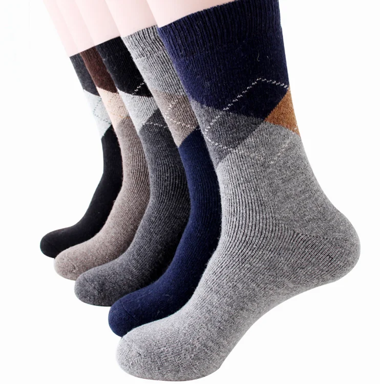 

2021 Man Warm Dress Sock Argyle Classic Custom Crew Height Thick Wool Winter Socks Men 368, Picture