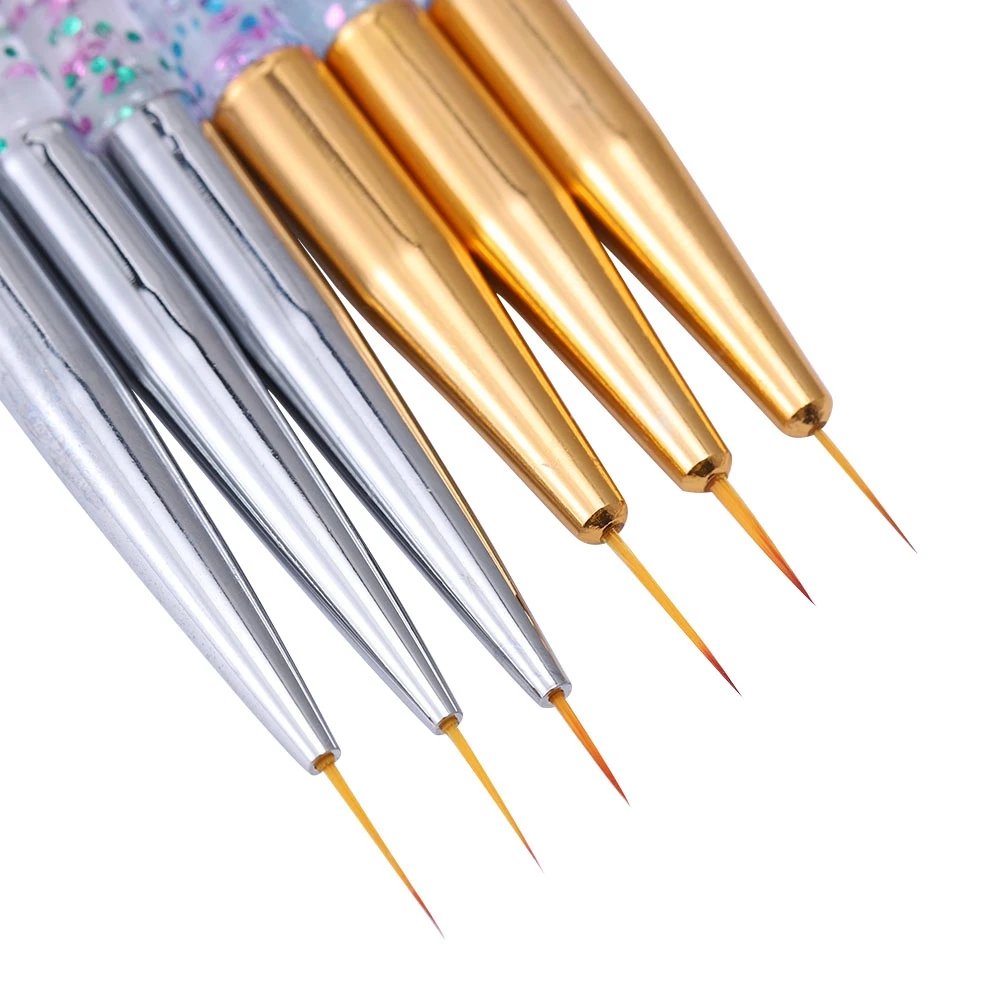 

3Pcs Acrylic 3D Manicure Drawing Gel Painting Tools Nail Liner Brush, Silver