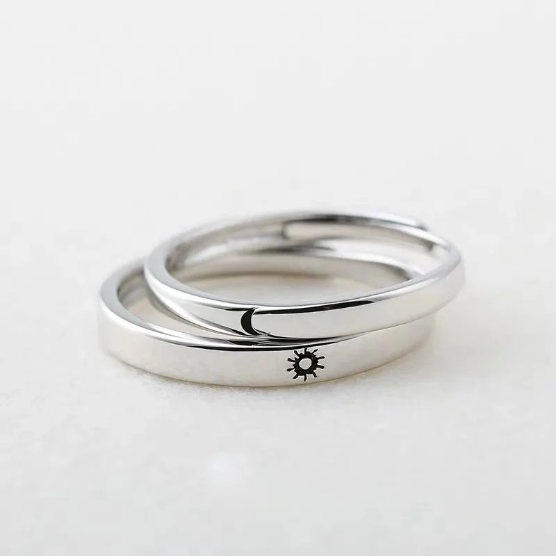 

2021 Sailing Jewelry S925 Sterling Silver Opening Ring Sun Moon Couple Ring S925 Sterling Silver Sun Moon Ring